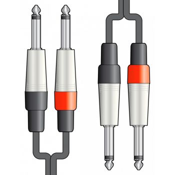 Chord cable jack 6.3mm mono - 2 jack 6.3mm mono 1.5 metros