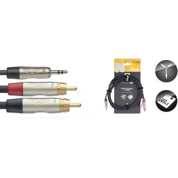 Stagg nyc1.5/mps2cmr cable y, mini jack estereo a rca (m/m), 1,5metros