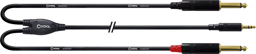Cordial cable y minijack estéreo largo/2 jack mono 3 m
