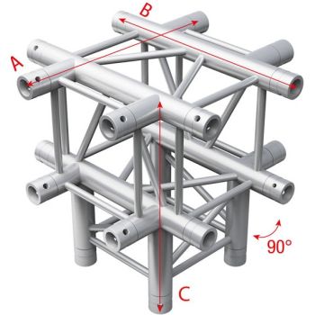 Showtec pq30065 6 way cornerpiece - 50cm pro-30 square p truss