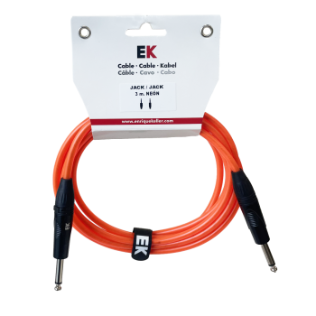 Ek audio cable jack-jack neón naranja fluorescente 3m