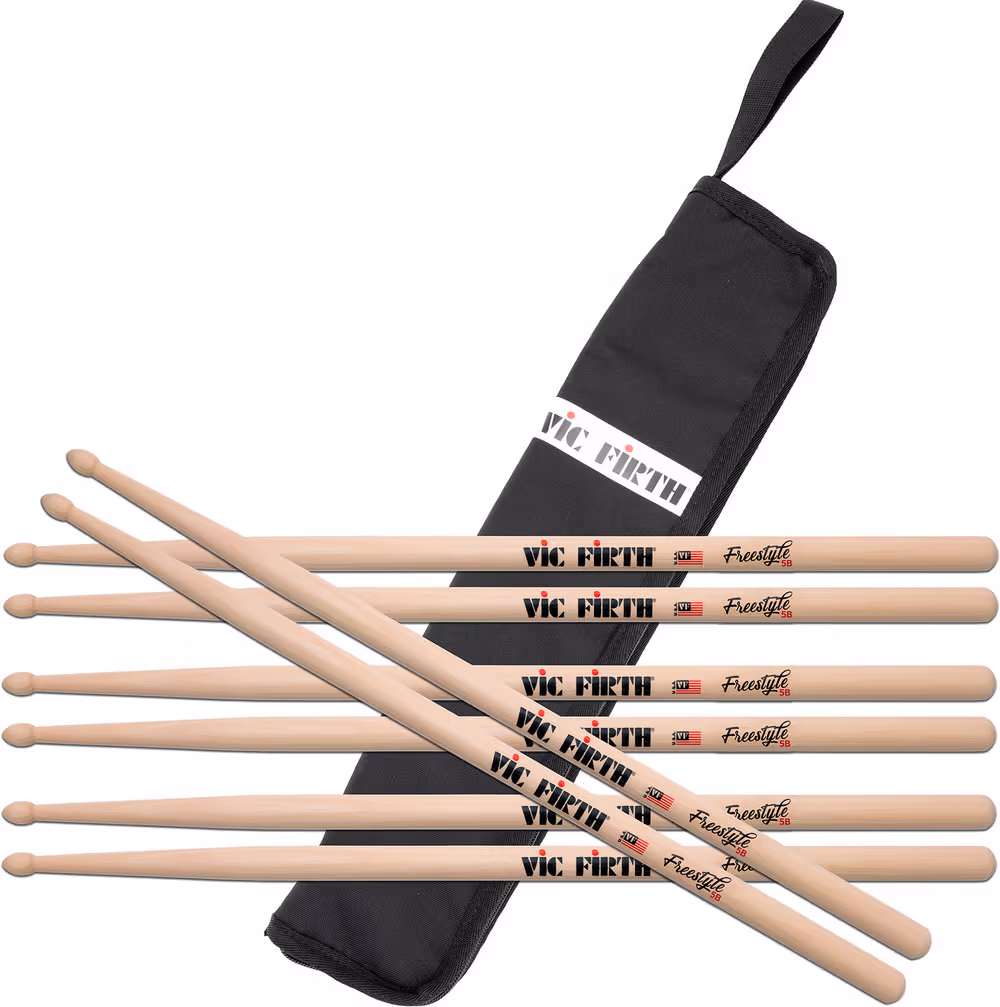 Vic firth baquetas freestyle 5b + 1 funda (gratis)