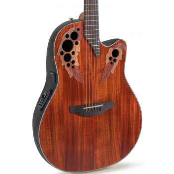Ovation ce44p-fkoa-g celebrity elite plus mid cutaway figured koa guitarra electro-acústica