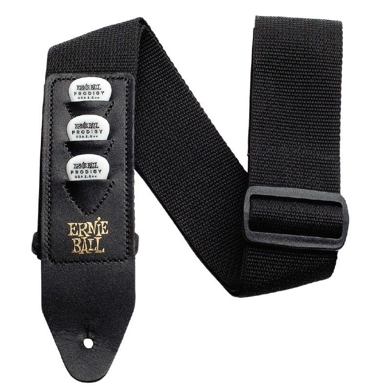 Ernie Ball 4039 Nylon Negra Correa Guitarra-Bajo con Sujeción para Púas 4039