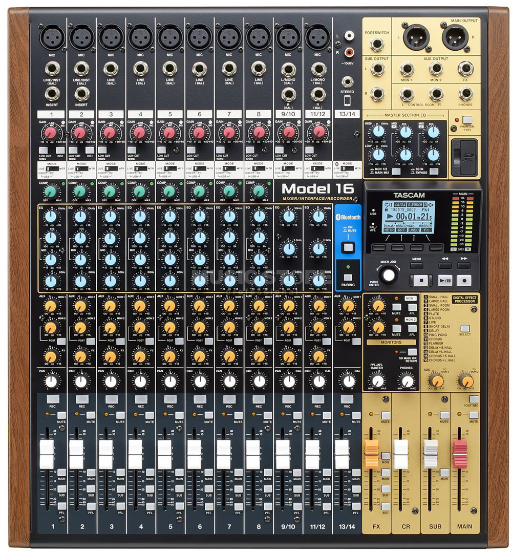 Tascam Model 16 Mesa de mezclas analógica con grabador multipistas e interfaz de audio Model 16