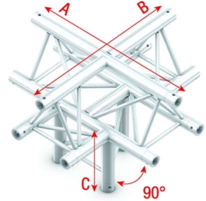 Showtec FT30052 Cross+down 5-way,apexup 50cm Pro-30 Triangle F Truss FT30052