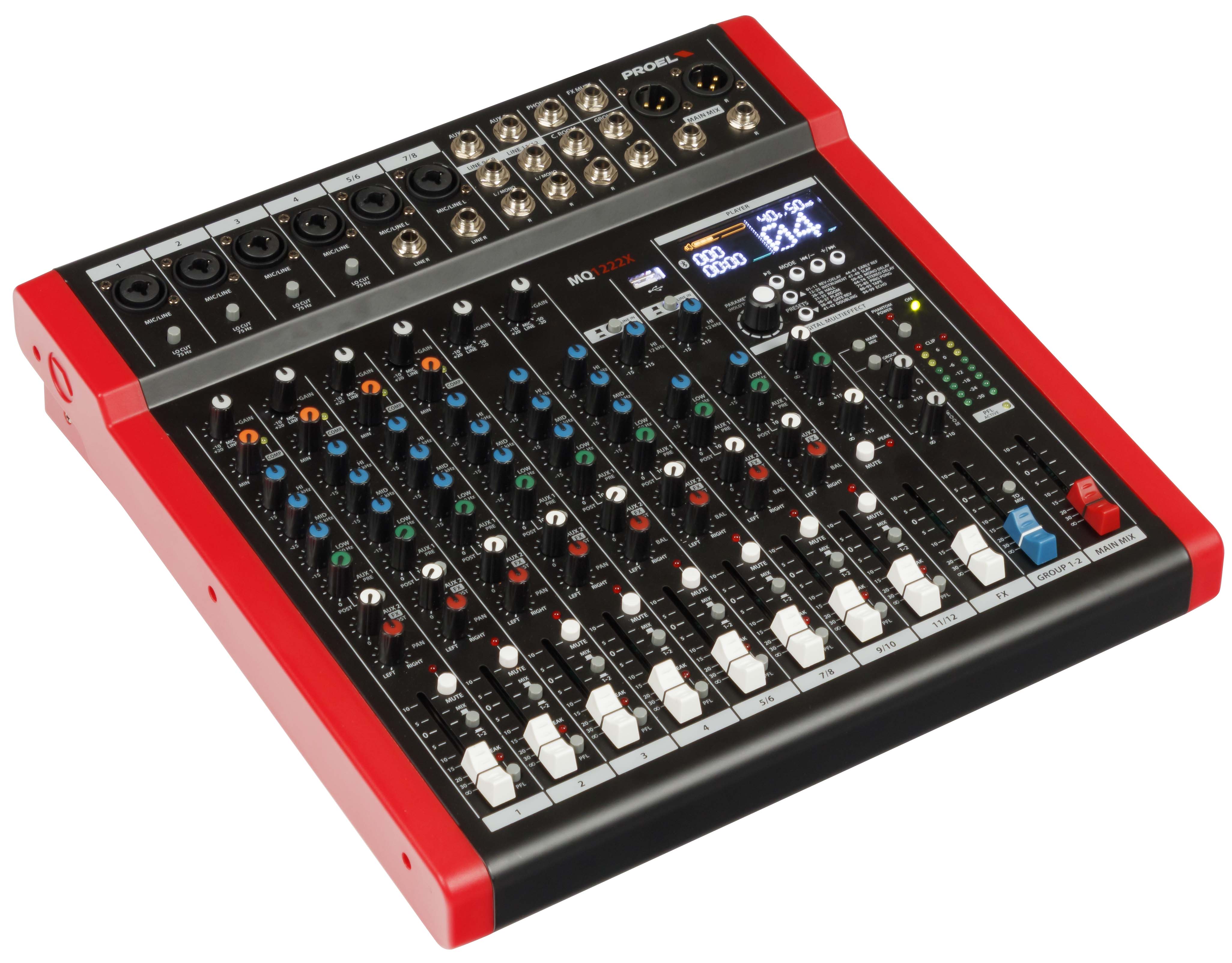Proel MQ1222X - 12 Channel Mixer with Bluetooth, Effects, MP3 Player MQ1222X