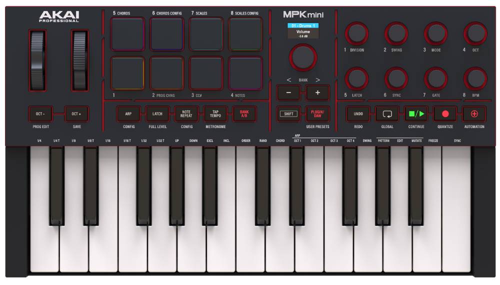 AKAI MPK MINI IV Negro Teclado Controlador Midi AKAI MPK MINI IV Negro
