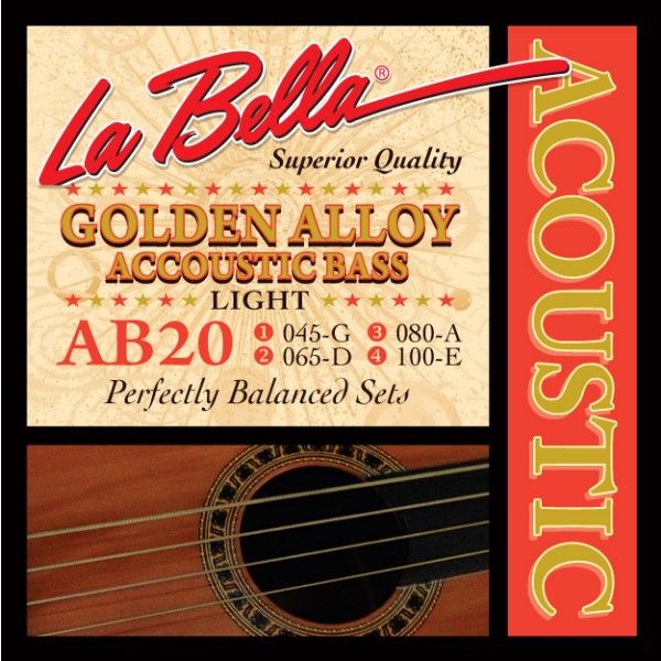 La Bella AB20 Juego De Cuerdas Para Bajo Acústico Golden Alloy Light AB20