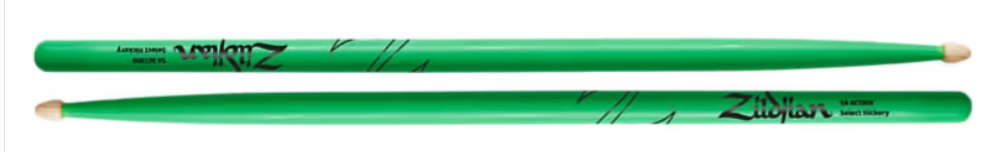 ZILDJIAN Baquetas 5A Hickory neon verde 5ACWDGG 5ACWDGG Baquetas 5A Hickory neon verde