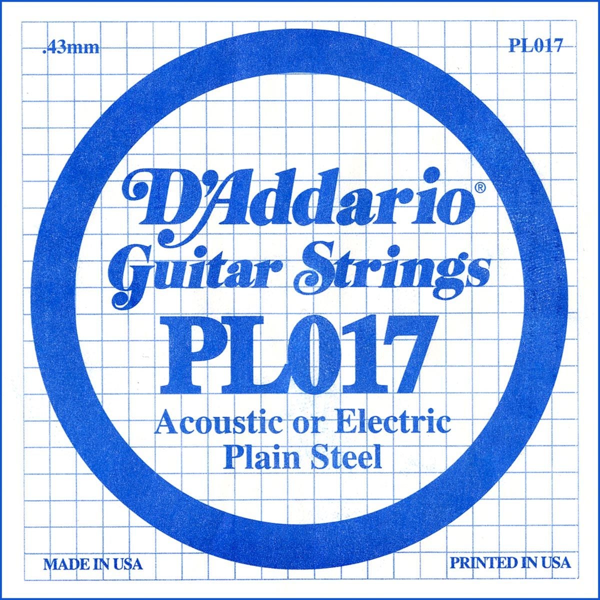 D´addario PL017 Cuerda Suelta para Guitarra Eléctrica y Acústica PL017