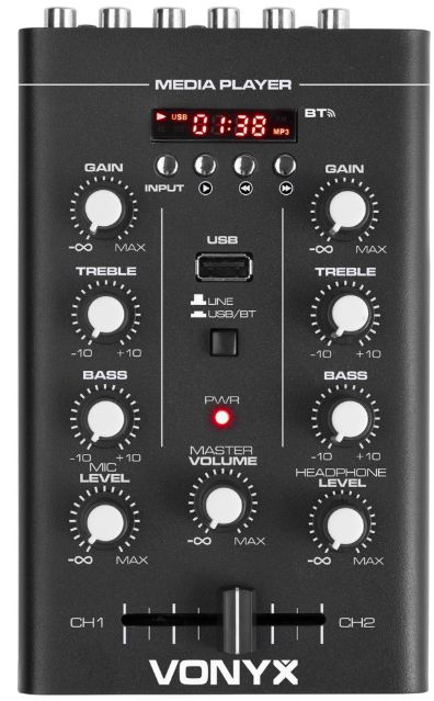 Vonyx STM-500BT Mezclador 2 canales, BT MP3 172974 STM-500BT