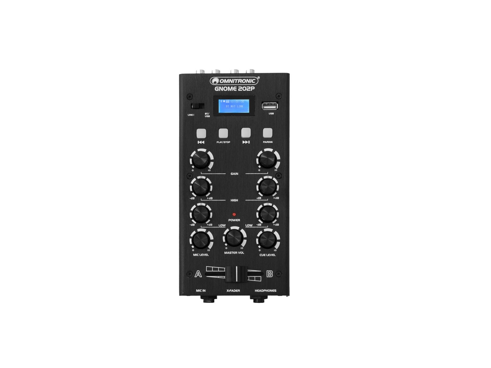 Omnitronic GNOME-202P Mini Mezclador Negro Con Reproductor USB y Bluetooth GNOME-202P Black