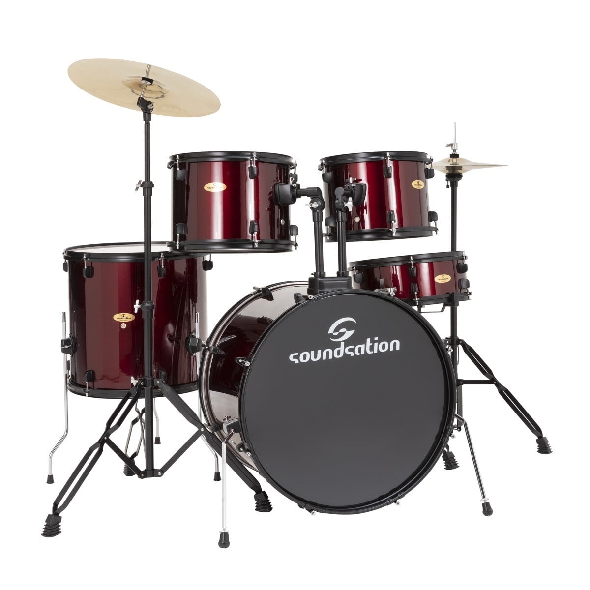 Soundsation EDK22B-WR Acabado envuelto Rojo vino Juego de batería de 5 piezas en EDK22B-WR