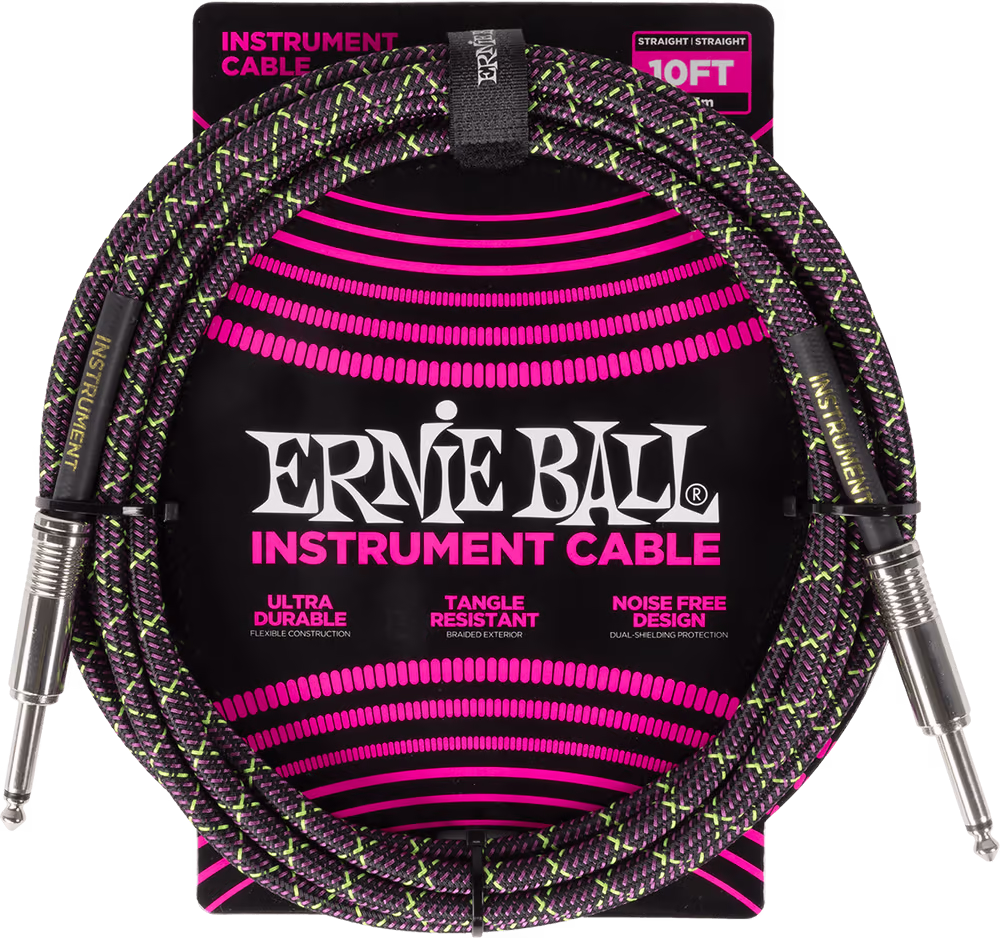 ERNIE BALL Cable Eb Instrumento Trenzado Jack-Jack Ss 3 M - Purple Python EEB6427