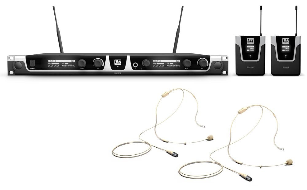 LD Systems U518 BPHH 2 Sistema Inalámbrico con 2 Petacas y 2 Micrófonos de Diadema Color Beis U518 BPHH 2