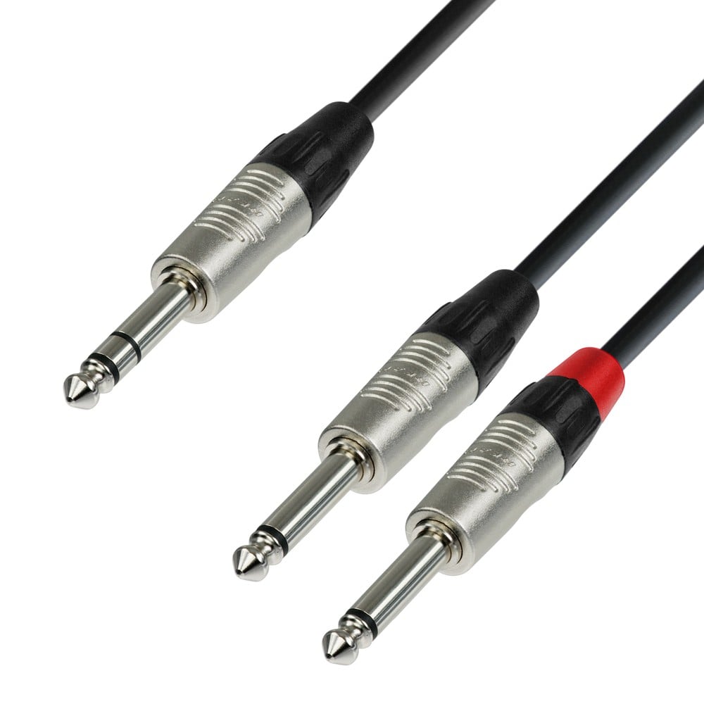 Adam Hall Cables K4 YVPP 0090 Cable de Audio REAN de Jack 6,3 mm estéreo a 2 Jacks 6,3 mm mono 0,9 m K4 YVPP 0090