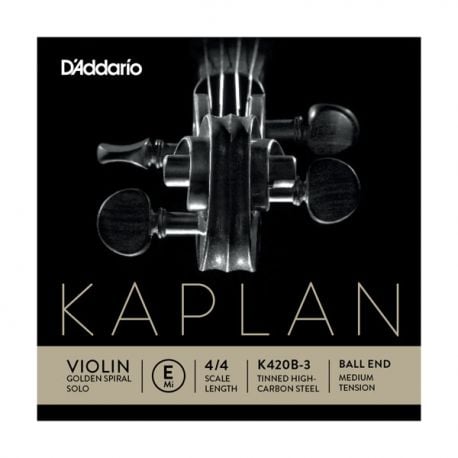 D´addario K420B-3 Cuerda Kaplan Golden Spiral Bola Mi (E) para violín, tensión media K420B-3 Kaplan Golden Violín E Bola