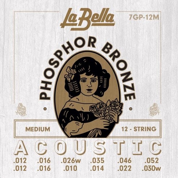 La Bella 7GP12M Juego De Cuerdas Para Guitarra Acústica 12 Cuerdas Medium 12-52 7GP12M