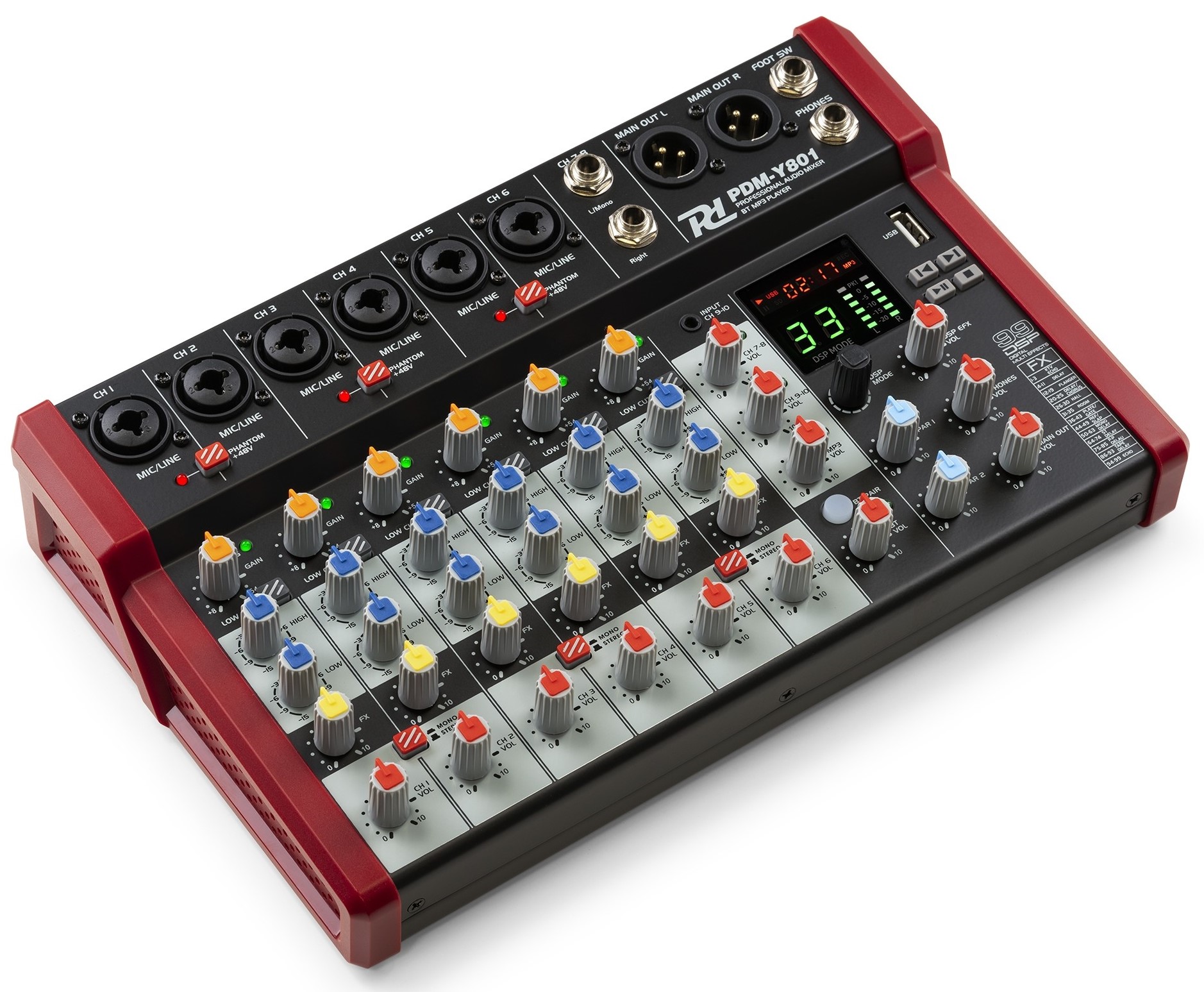 Power Dynamics PDM-Y801 Mezclador 8 Canales PDM-Y801 Music Mixer 8ch BT/MP4