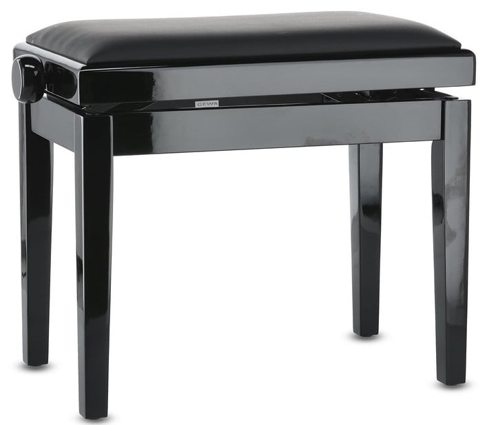 GEWA 130011 Banqueta de Piano Deluxe Vinyl Negro Brillante Tapizado negro Deluxe Vinyl Negro Brillante