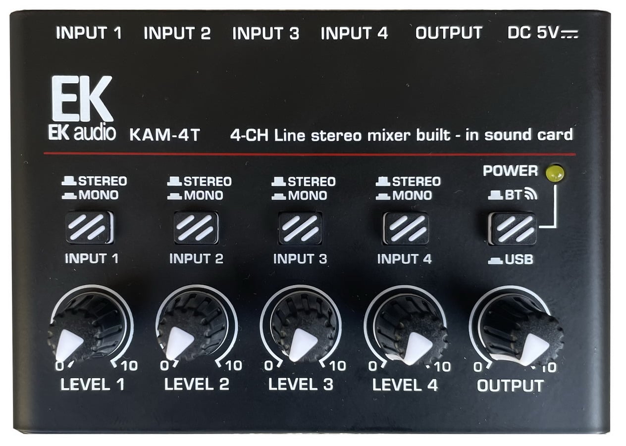 EK Audio Mezclador  De 4 Canales Estéreo KAM4T
