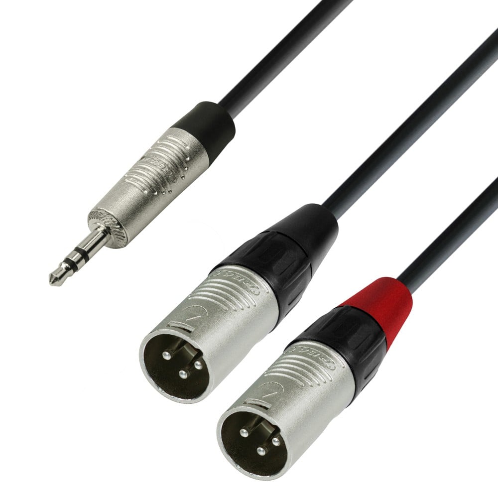 Adam Hall Cables K4 YWMM 0180 Cable de Audio REAN de Minijack 3,5 mm estéreo a 2 XLR macho 1,8 m K4 YWMM 0180
