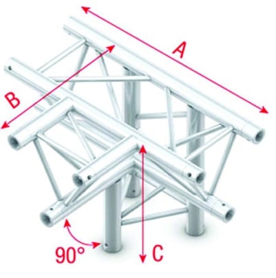 Showtec PT30042 T-Cross + down 4-way - 50cm Pro-30 Triangle P Truss PT30042