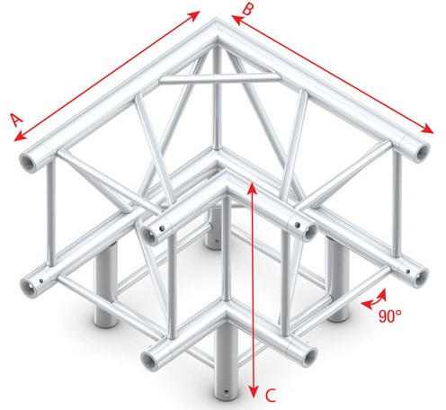 Showtec FQ40012HD Corner 3-way 90 Heavy Duty Pro-40 Square F Truss FQ40012HD