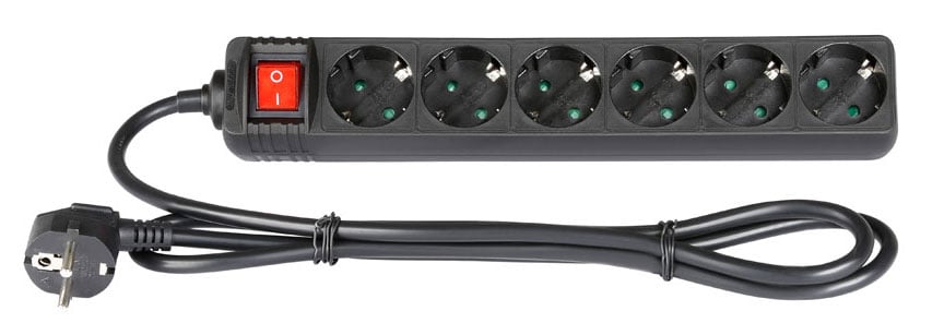 ADAM HALL 8747S6 Regleta de 6 Enchufes con interruptor. 1.4 metros Regleta de 6 Enchufes 8747S6