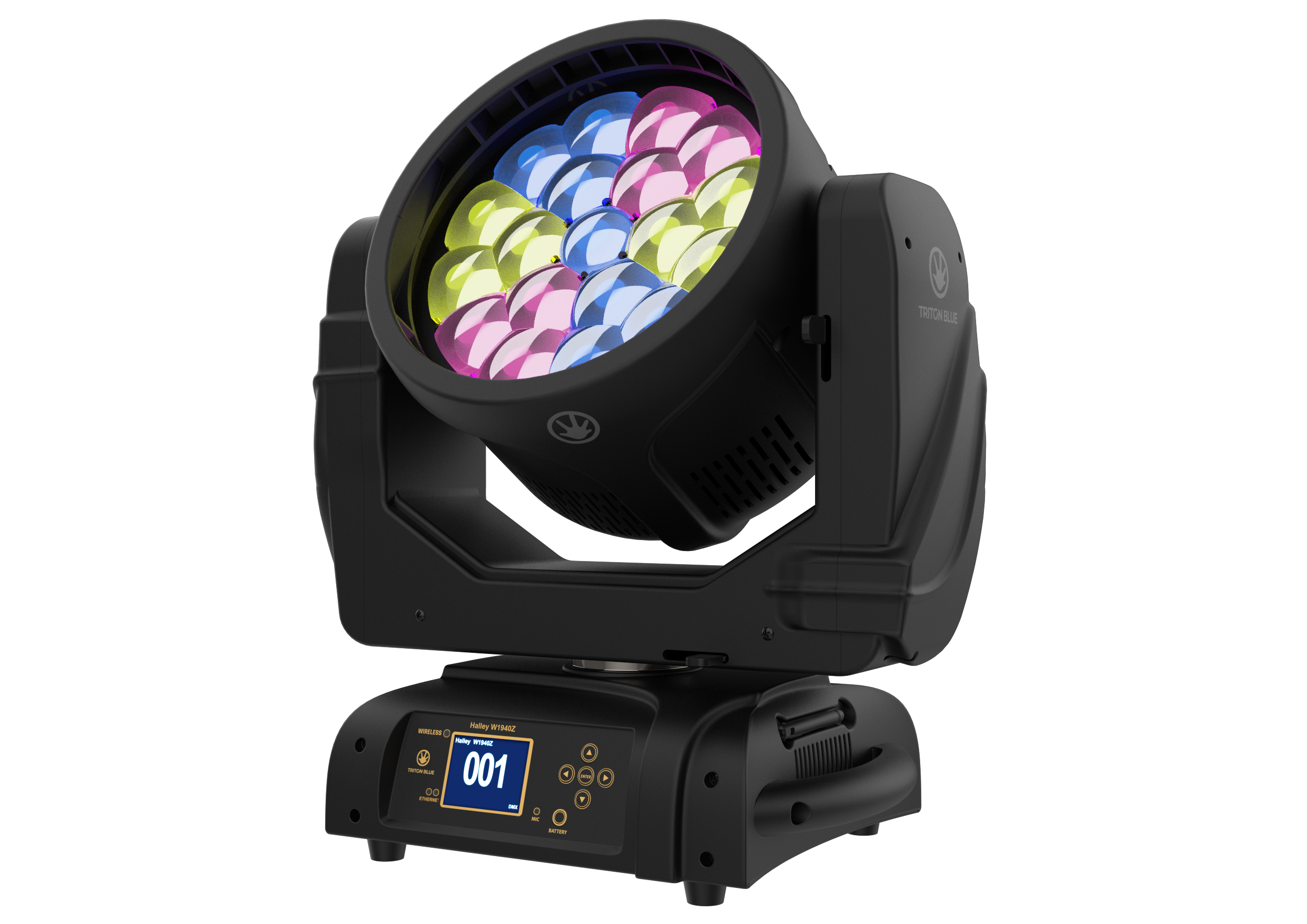Triton Blue Halley W1940Z Cabeza Movil Wash Zoom 19 LED 40W OSRAM RGBW ( REACONDICIONADO ) Halley W1940Z