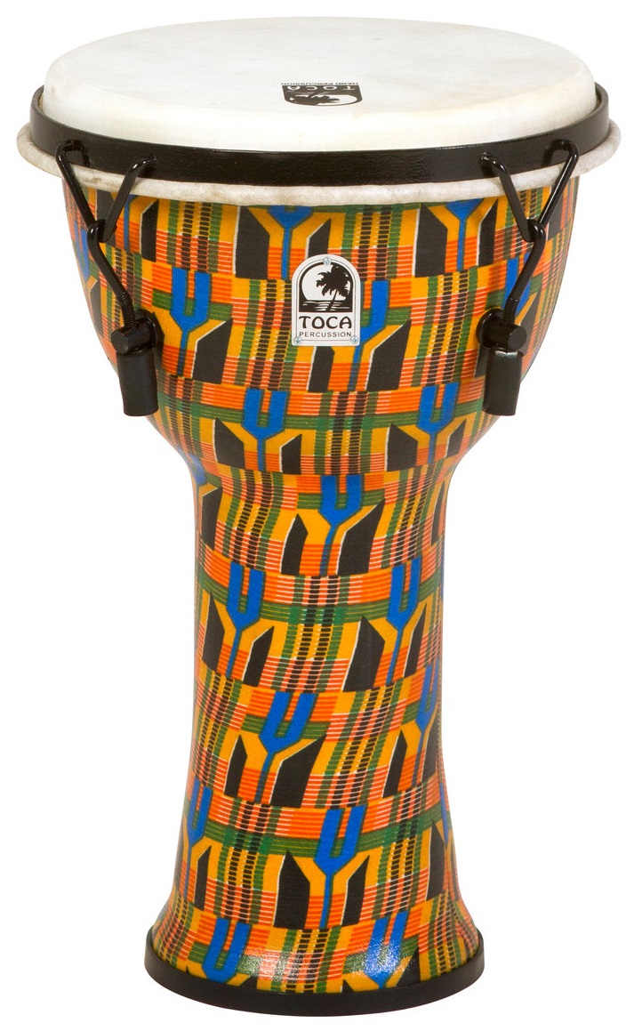 Toca Percussion SFDMX-10K Kente Cloth Djembe Freestyle Mechanically Tuned SFDMX-10K