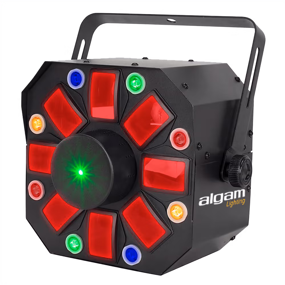 Algam Lighting Proyector Led Laser Combo 3 En 1 - Derby, Estroboscópio Y Láser LALPHEBUS2