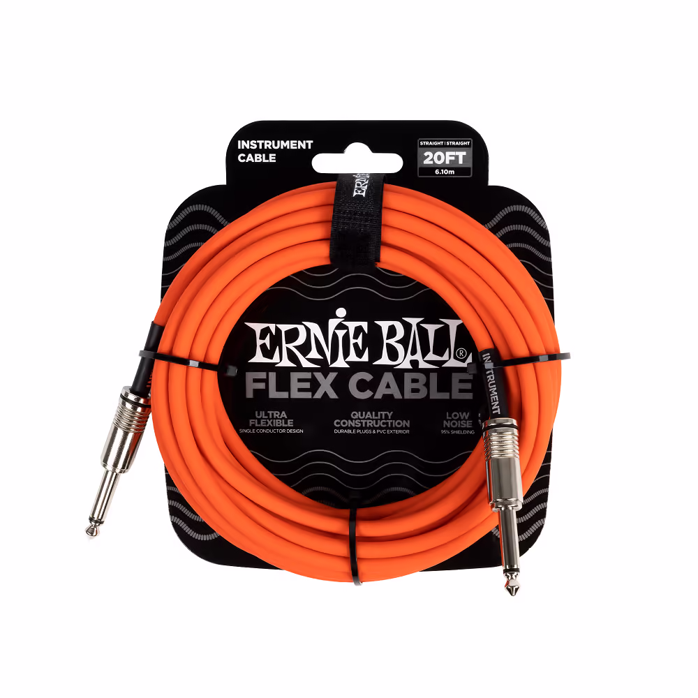 ERNIE BALL Cable Eb Instrumento Flex Jack-Jack Ss 6 M - Naranja EB6421