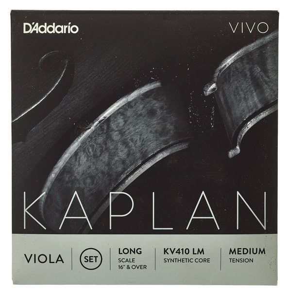 D´addario KV410 Juego de cuerdas Kaplan Vivo para viola, tensión media, escala larga KV410LM Kaplan Vivo Viola LM
