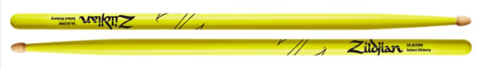 ZILDJIAN 5ACWDGY Baquetas 5A Hickory neon amarillo 5ACWDGY Baquetas 5A Hickory neon amarillo