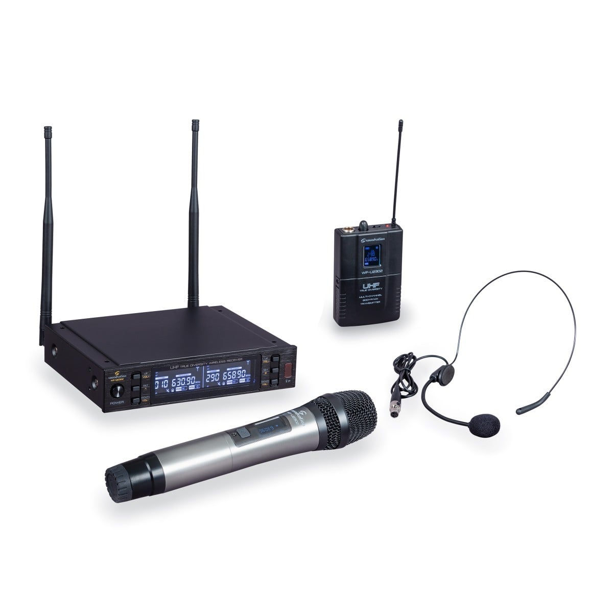 Soundsation Sistema de micrófono inalámbrico dual True Diversity WF-U2302HP con 1 WF-U2302HP