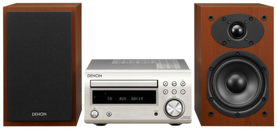 DENON DM-41DAB Silver Micro Cadena HiFi DM41 Silver+Altavoces Cherry Madera DM-41DAB Silver
