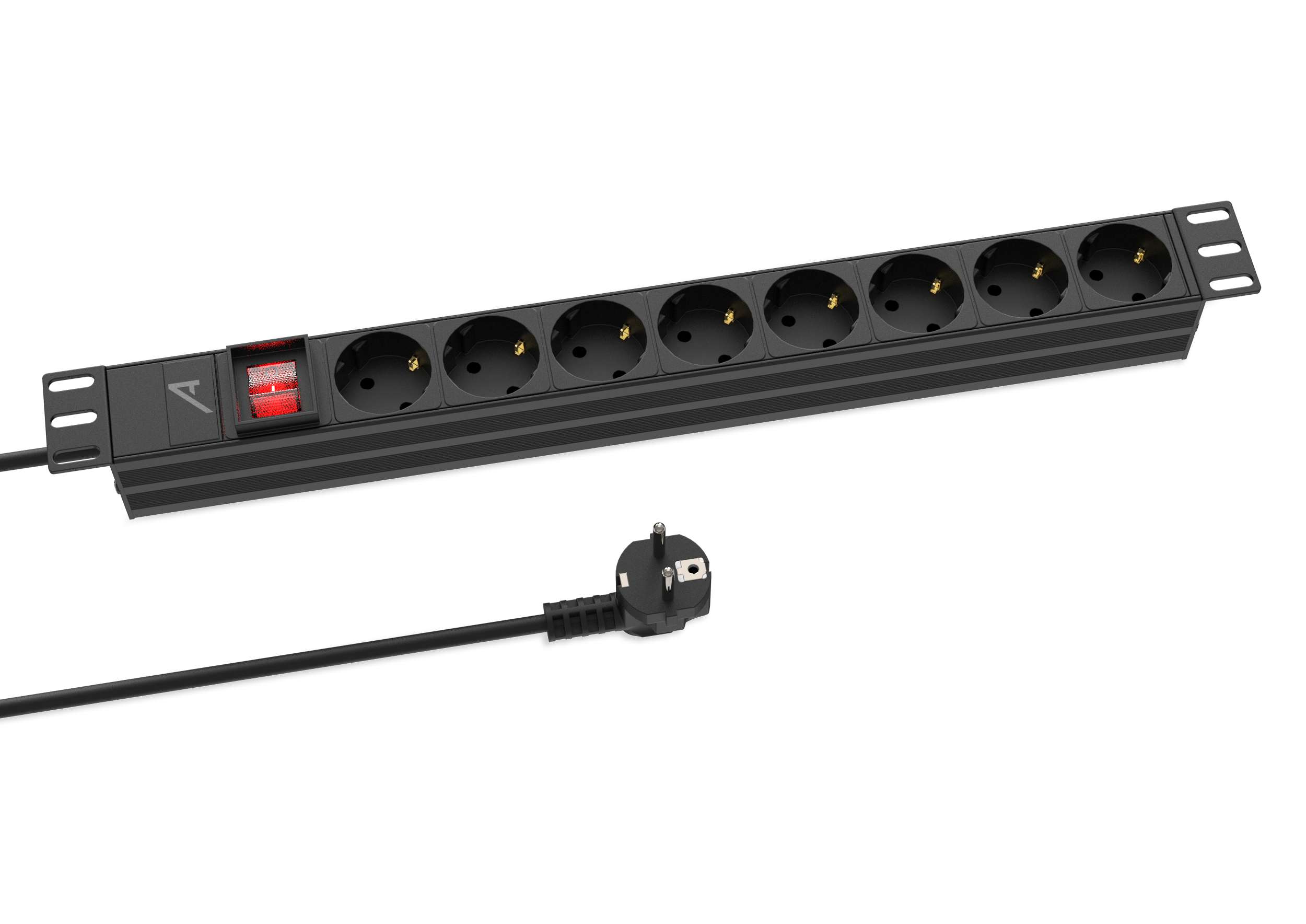Audibax PSR8-SF Regleta 8 Tomas Schuko para Armario Rack 19 1U con Interruptor On/Off PSR8-SF Regleta