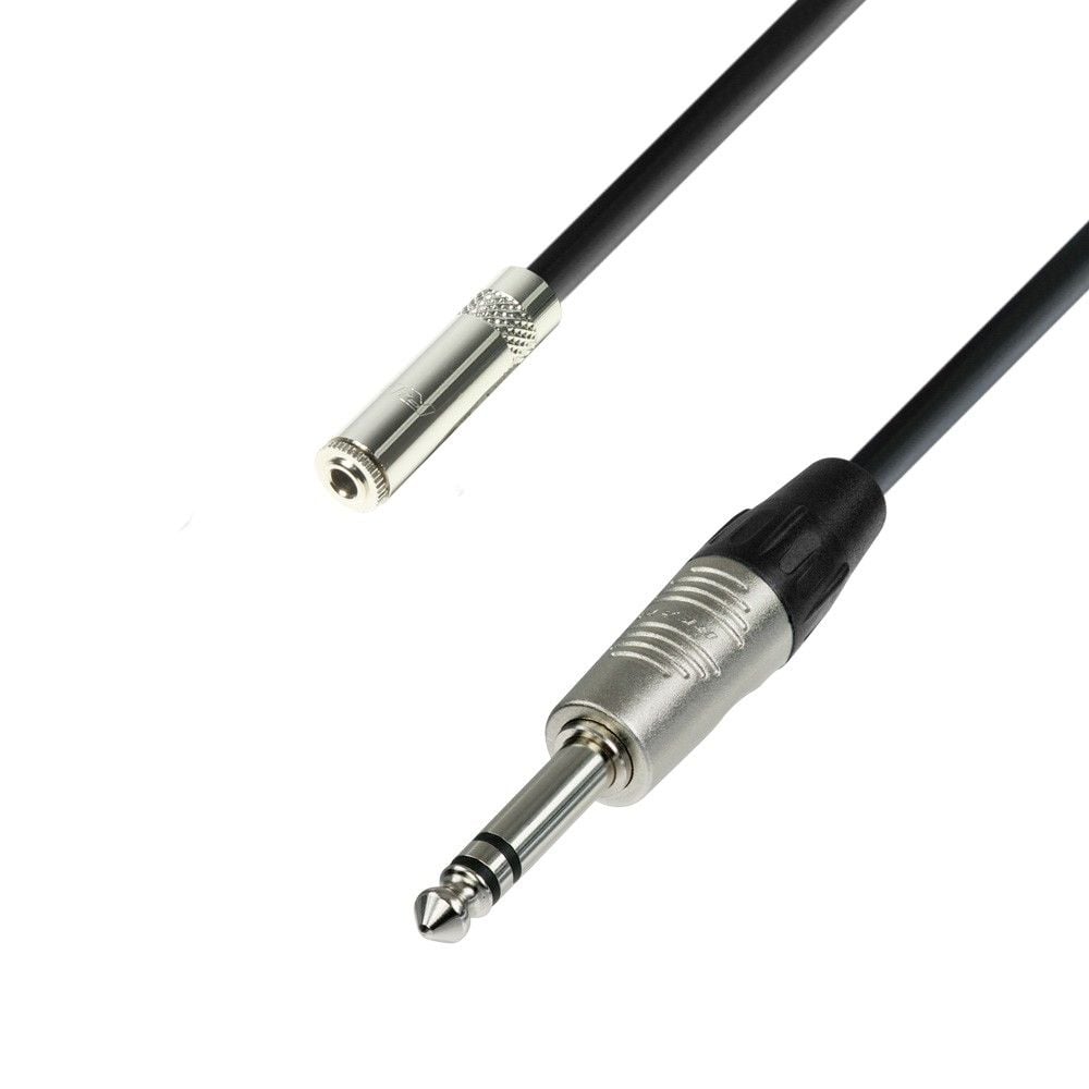 Adam Hall K4 BYV 0300 Cable de Extensión para Auriculares de Minijack 3,5 mm estéreo a Jack 6,3 mm estéreo 3 m K4BYV0300