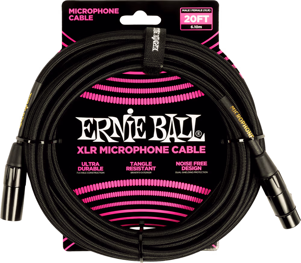 ERNIE BALL Cable Eb Micrófono Trenzado Xlr-Xlr 6 M - Negro EEB6392