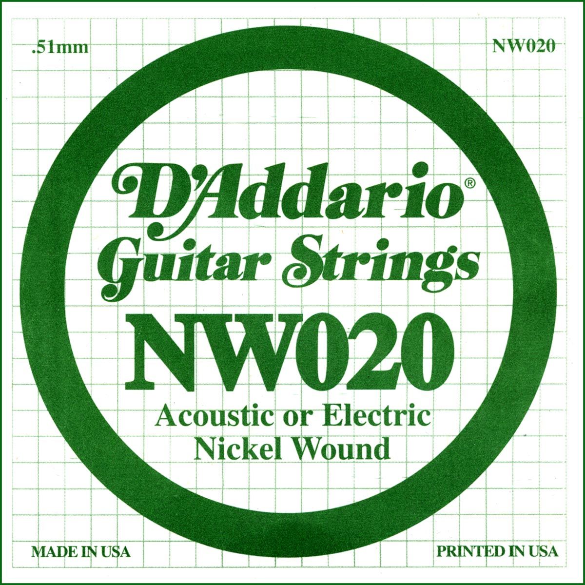 D´addario NW020 Cuerda Suelta para Guitarra Eléctrica NW020