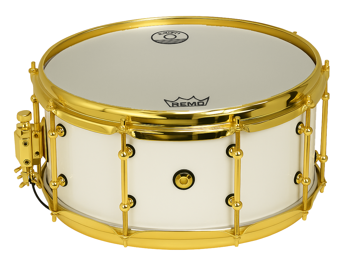 Jinbao Caja 14\" X 6\" Pop Madera Blanco Lacado/Dorado POPPW002WH