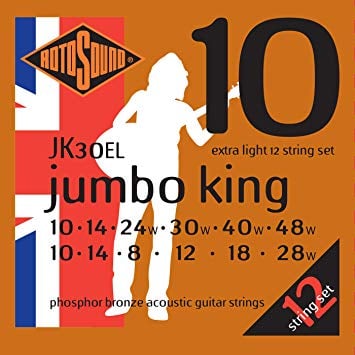 Rotosound Juego De Cuerdas Para Guitarra Acústica 12 Cuerdas JK30EL