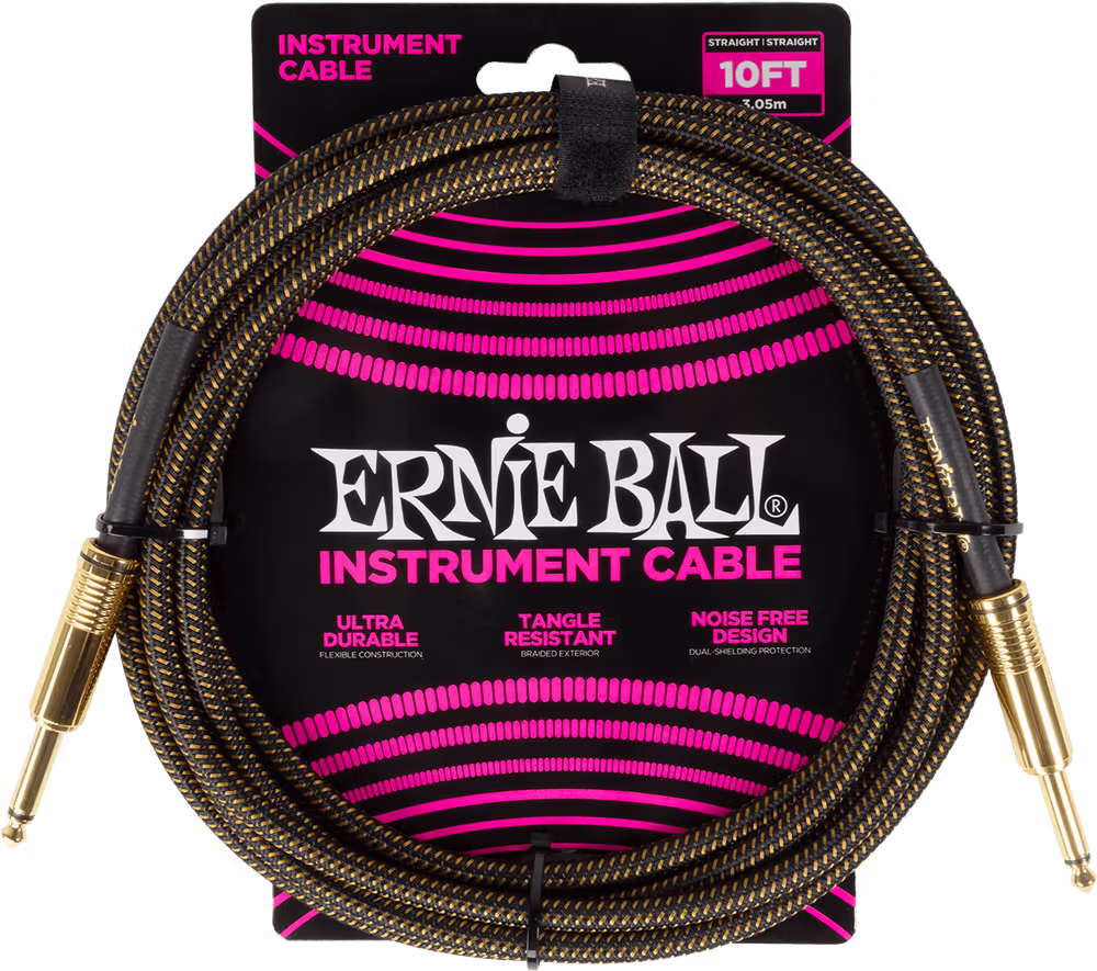 ERNIE BALL Cable Eb Instrumento Trenzado Jack-Jack Ss 3 M - Pay Dirt EEB6428