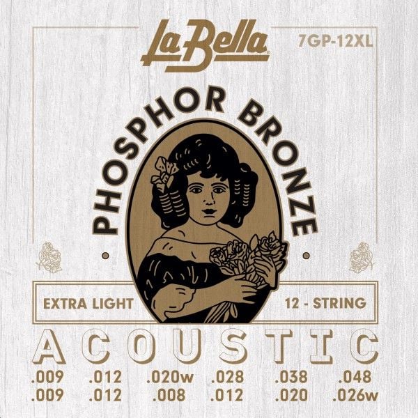 La Bella 7GP12XL Juego De Cuerdas Para Guitarra Acústica 12 Cuerdas Extra Light  09-48 7GP12XL
