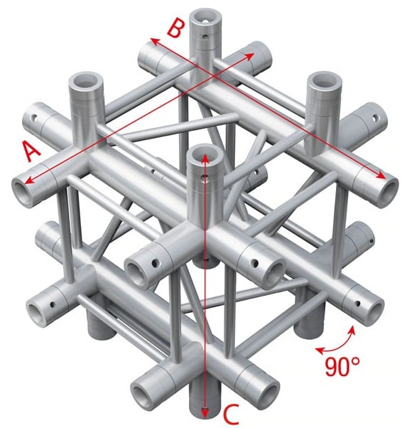 Showtec PQ30051 Cross + Down 5-way - 50cm Pro-30 Square P Truss PQ30051
