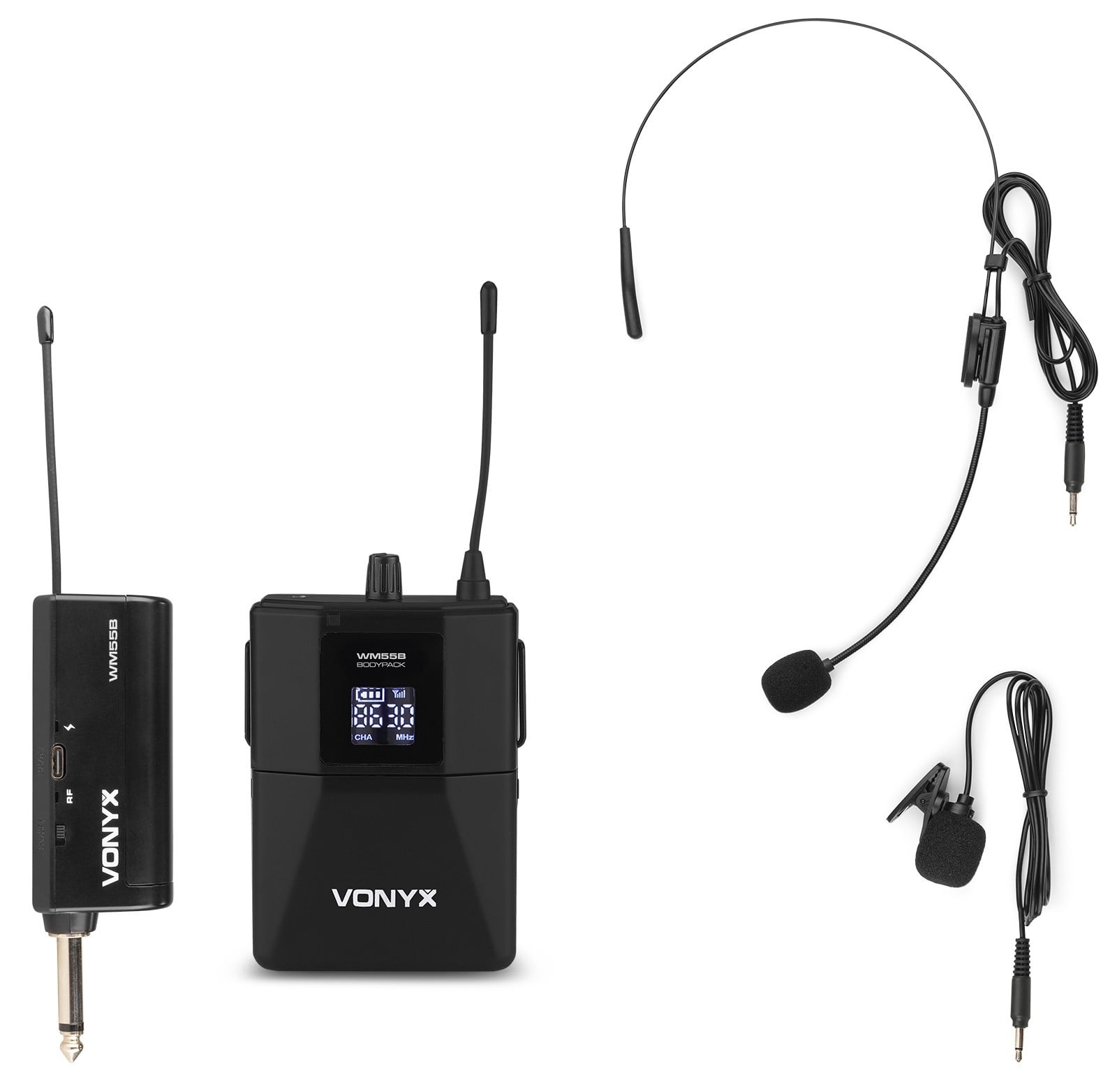 VONYX WM55B Micrófono Inalámbrico Diadema con Petaca WM55B Wirel.BodyPack 1xUHF plug-in