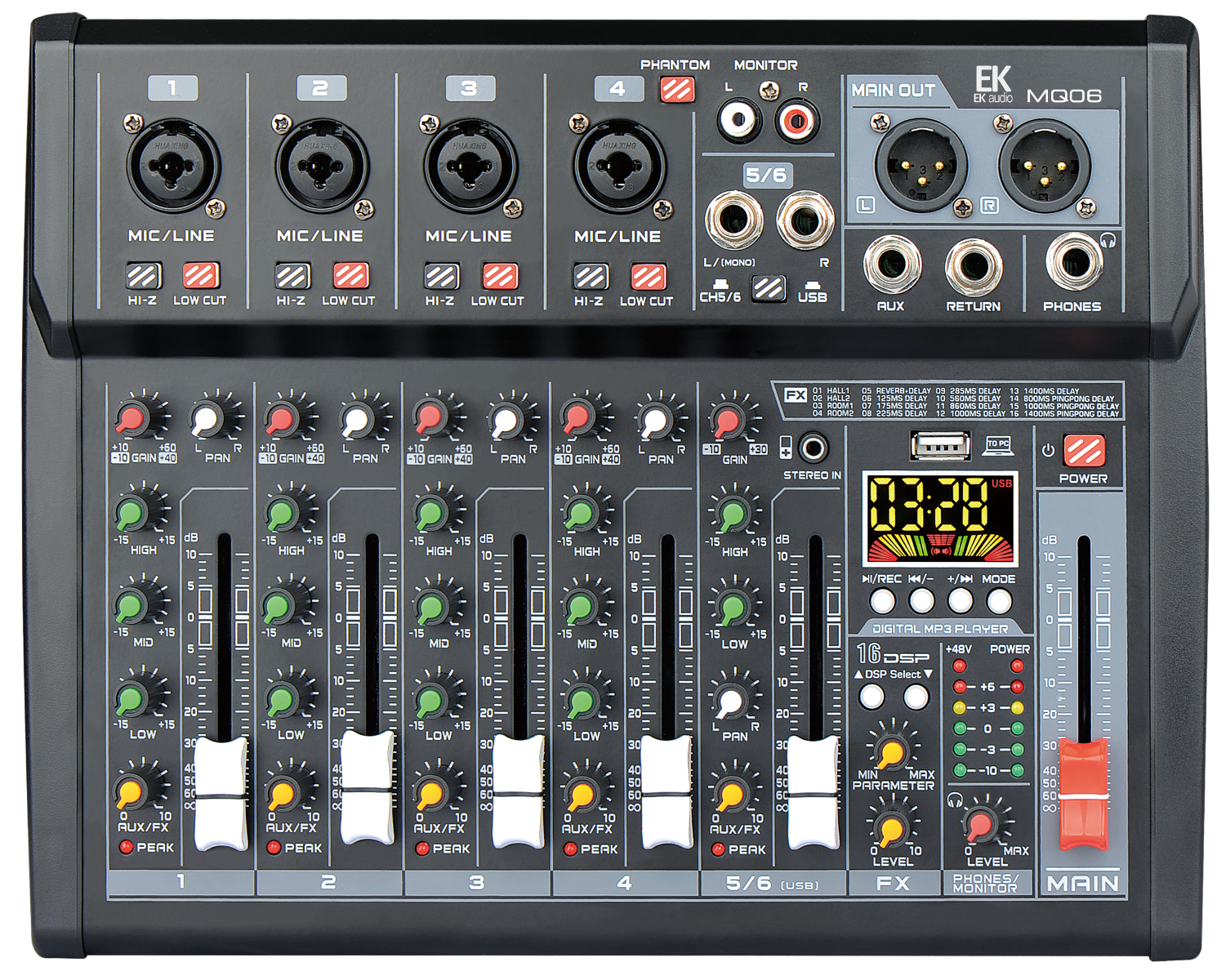EK Audio Mesa De Mezclas  Con Efectos Mq MQ06
