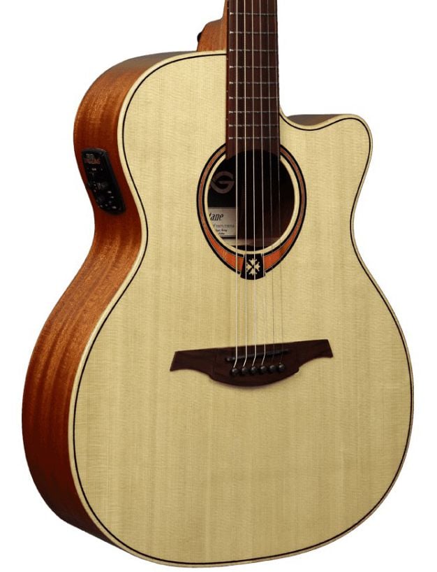LAG T88ACE Guitarra Electro Acústica Formato Auditorium con Cutaway Acabado Natural Brillo T88ACE